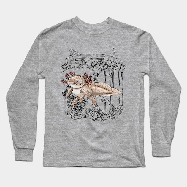 The endangered Axolotl in it's native lake Long Sleeve T-Shirt by mernstw